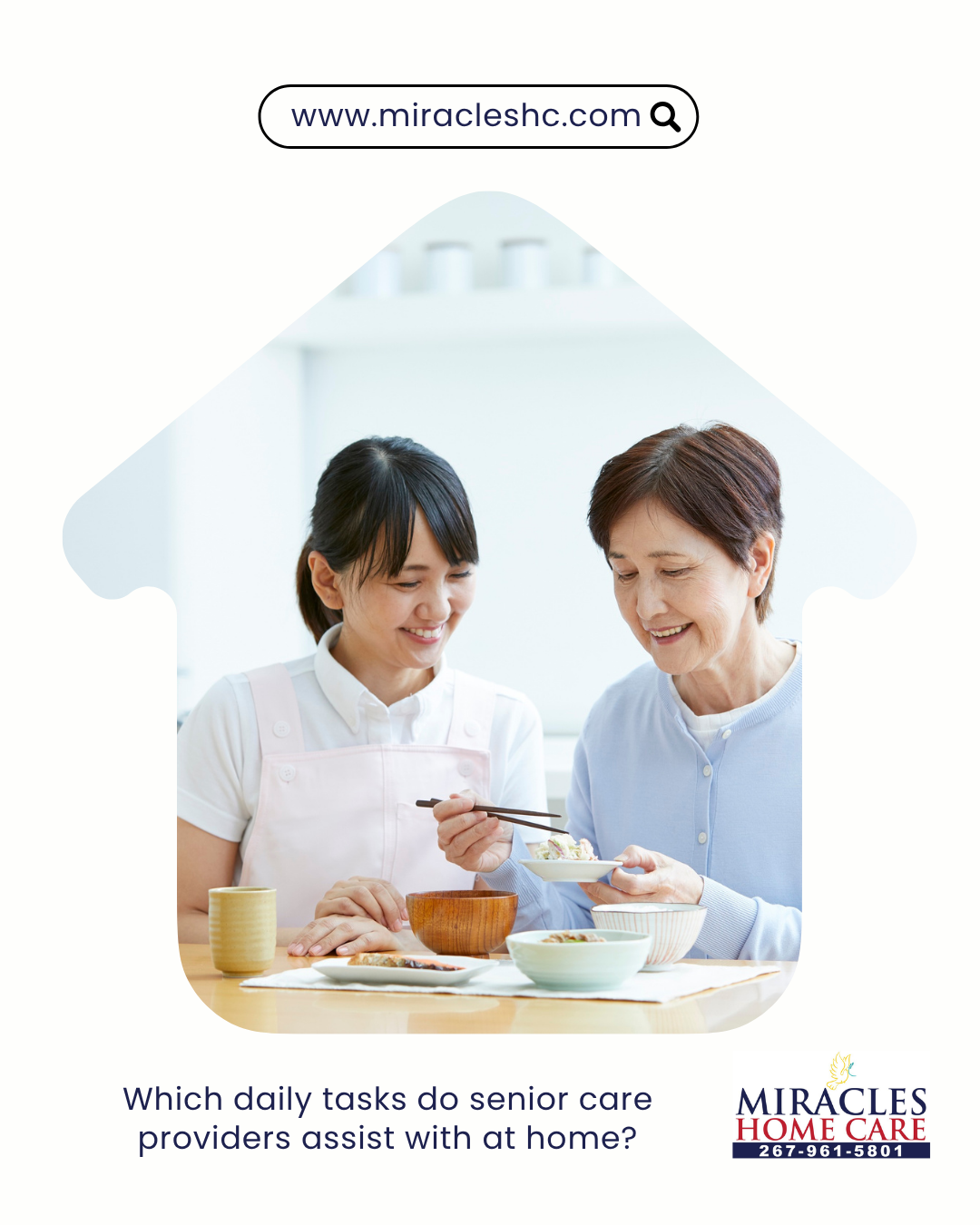 Which daily tasks do senior care providers assist with at home?